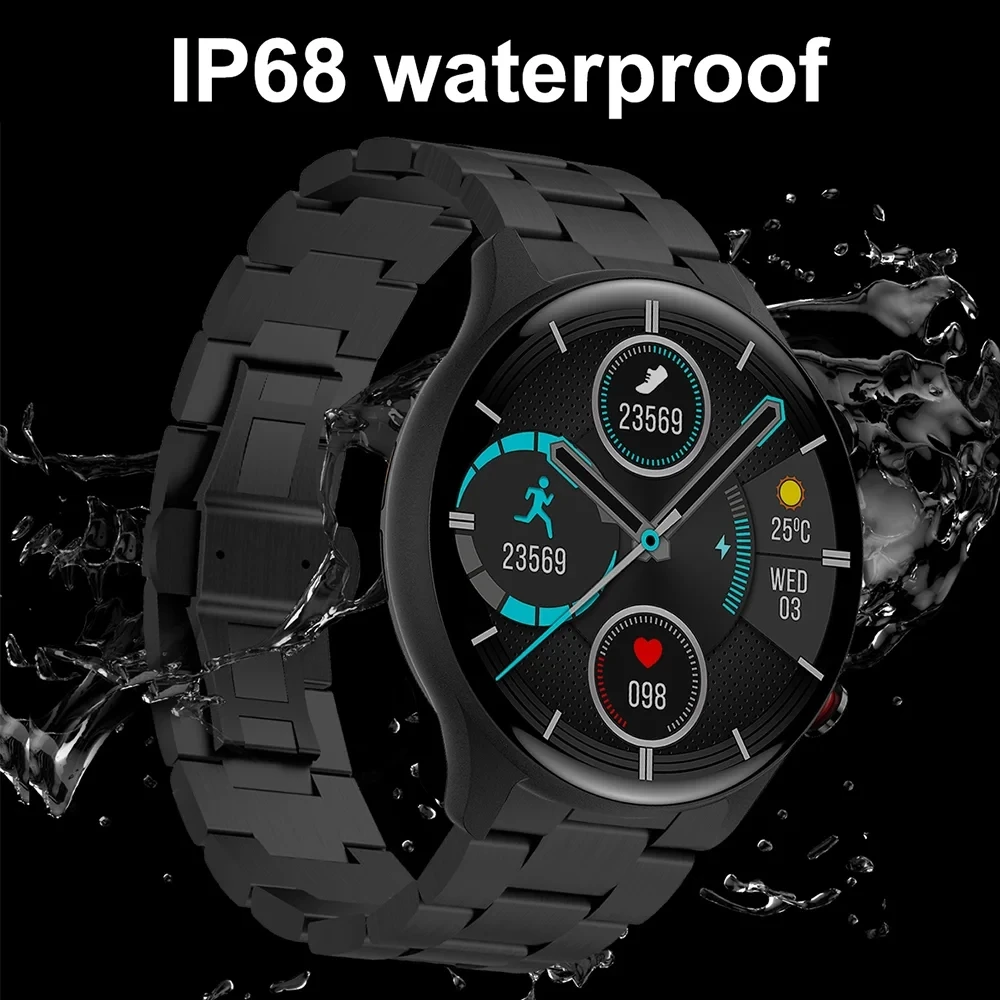 SK10 1.36 Inch Smart Watch Men Waterproof Bluetooth Heart Rate Android IOS Fitness Bracelet Sport Music Wireless Charging 300mAh