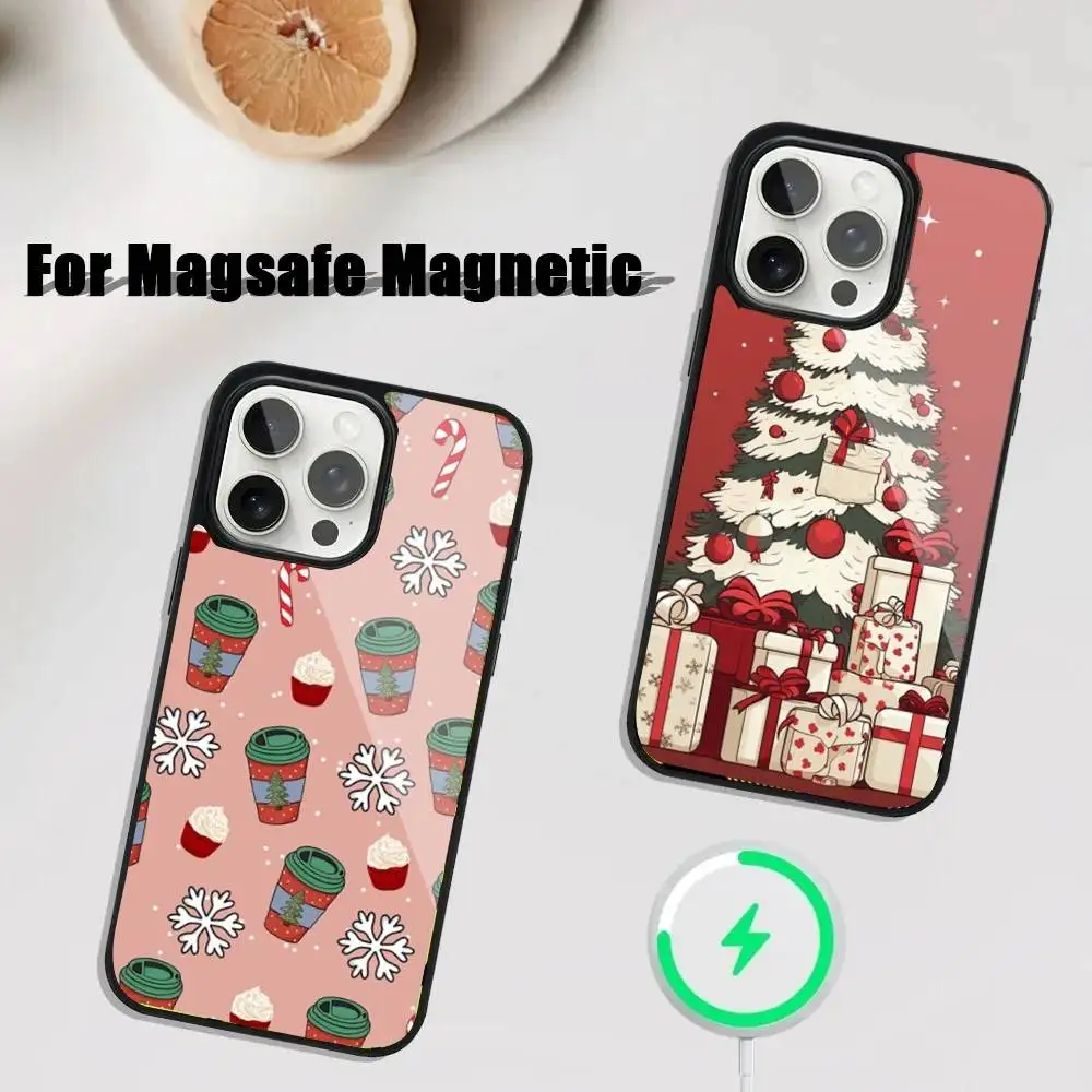 

Ins Cartoon Christmas Style Phone Case iPhone 17,16,15,14,13,12,11,Pro,Max,Plus,Mini,SE4,E Magnetic Magsafe Wireless Charging