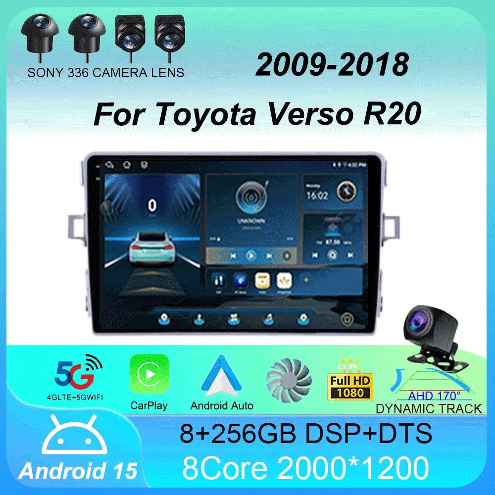 

Android 15 Car Radio Carplay Auto For Toyota Verso R20 2009 2010 - 2018 GPS Navigation DSP Head Unit BT Video Player 2Din Stereo