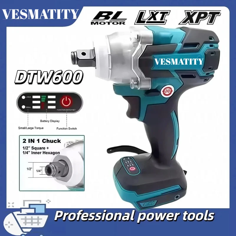 DTW600 High Torque Rechargeable Tool Brushless Electric Wrench Impact Wrench Cordless Auto Repair Power Tools For 18V-20VBattery