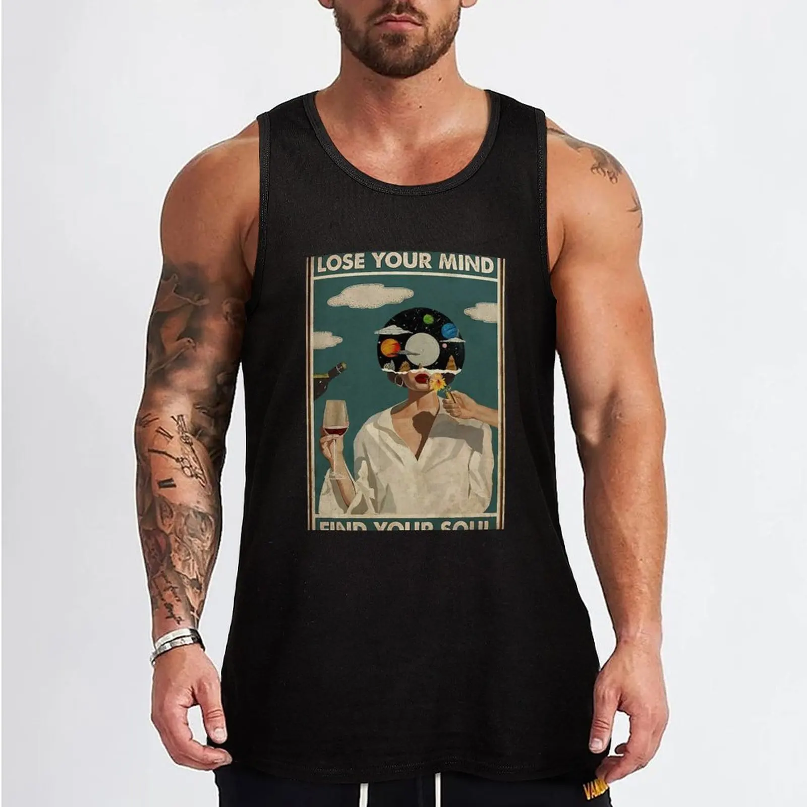 Music Vintage Poster, Lose Your Mind Find Your Soul Tank Top singlet for men t-shirt for man