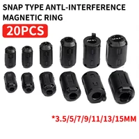 20 piezas anillo magnético filtro de ferrita escudo antiinterferencias extraíble EMC diámetro interior 3,5 MM 5/7/9/11/13/15MM