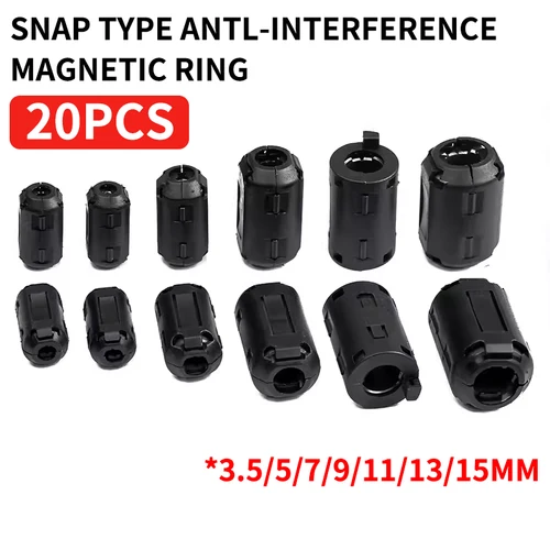 20 piezas anillo magnético filtro de ferrita escudo antiinterferencias extraíble EMC diámetro interior 3,5 MM 5/7/9/11/13/15MM