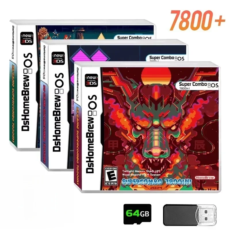 Nieuwe DS Card 7800 in 1 Cartridge Multi voor NDS NDSL NDSi 3DS 2DS Lite Engels met Simulator Game GBA NES Pce Roms Console Tool