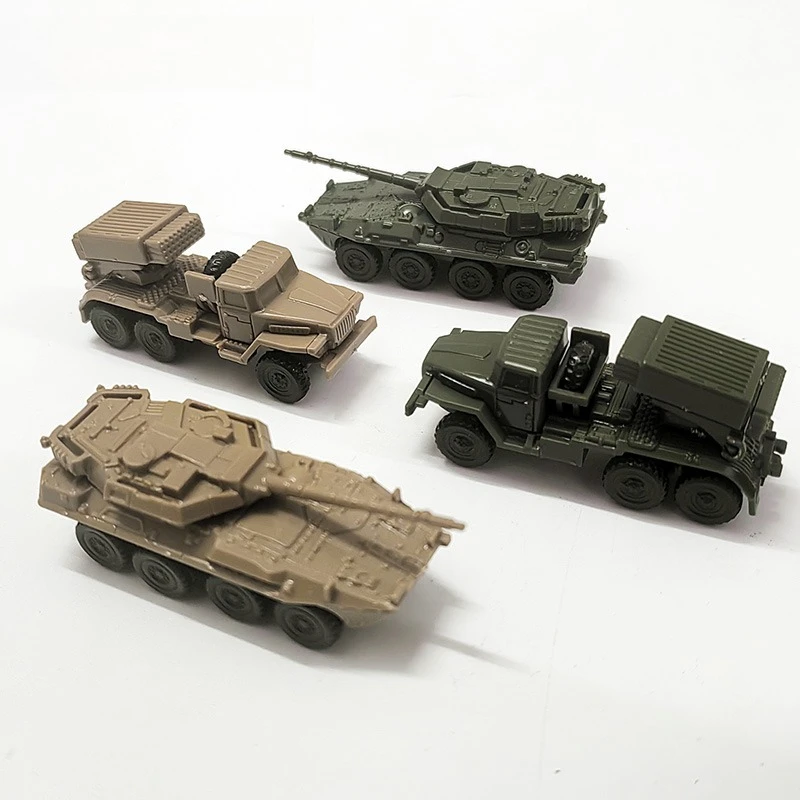 1/144 Soviet BM21 Hail Rocket Launcher Italy Centaur B1 Tank 4D Steel Ball Military Model Sliding Toy 4pcs/set