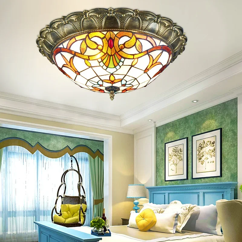 European Ceiling Light Bohemian Glass Home Loft Decor for Living Room Tiffany Creative Lighting Kitchen Bedroom LED Lamp Fixture