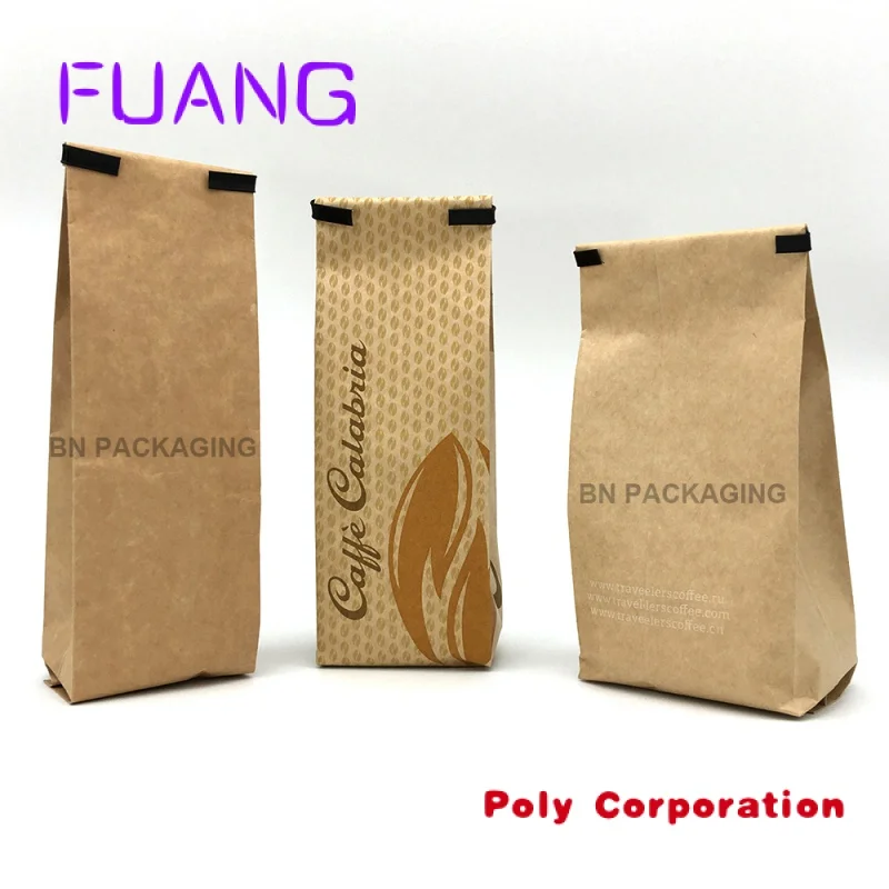 Custom  china factory direct reusable high capacity brown kraft paper coffee bag with tin tie