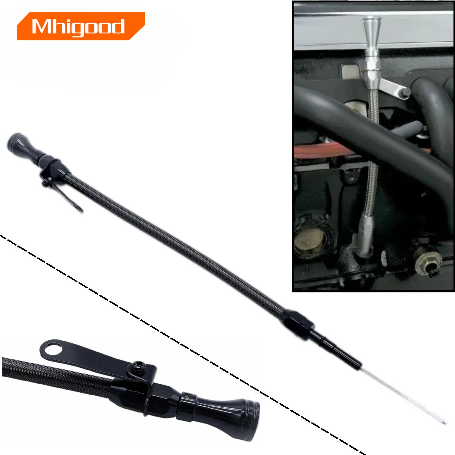 

Черный гибкий щуп для измерения уровня масла из нержавеющей стали для LS LSX LS1 LS2 LS6 4.8L 5.7L 6.0L 6.2L