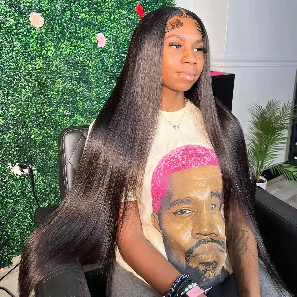 

40-дюймовый прямой парик с кружевной передней частью 13x4, бразильские парики, парики с кружевной передней частью 13x6 HD, парики из натуральных волос для чернокожих женщин, 200%