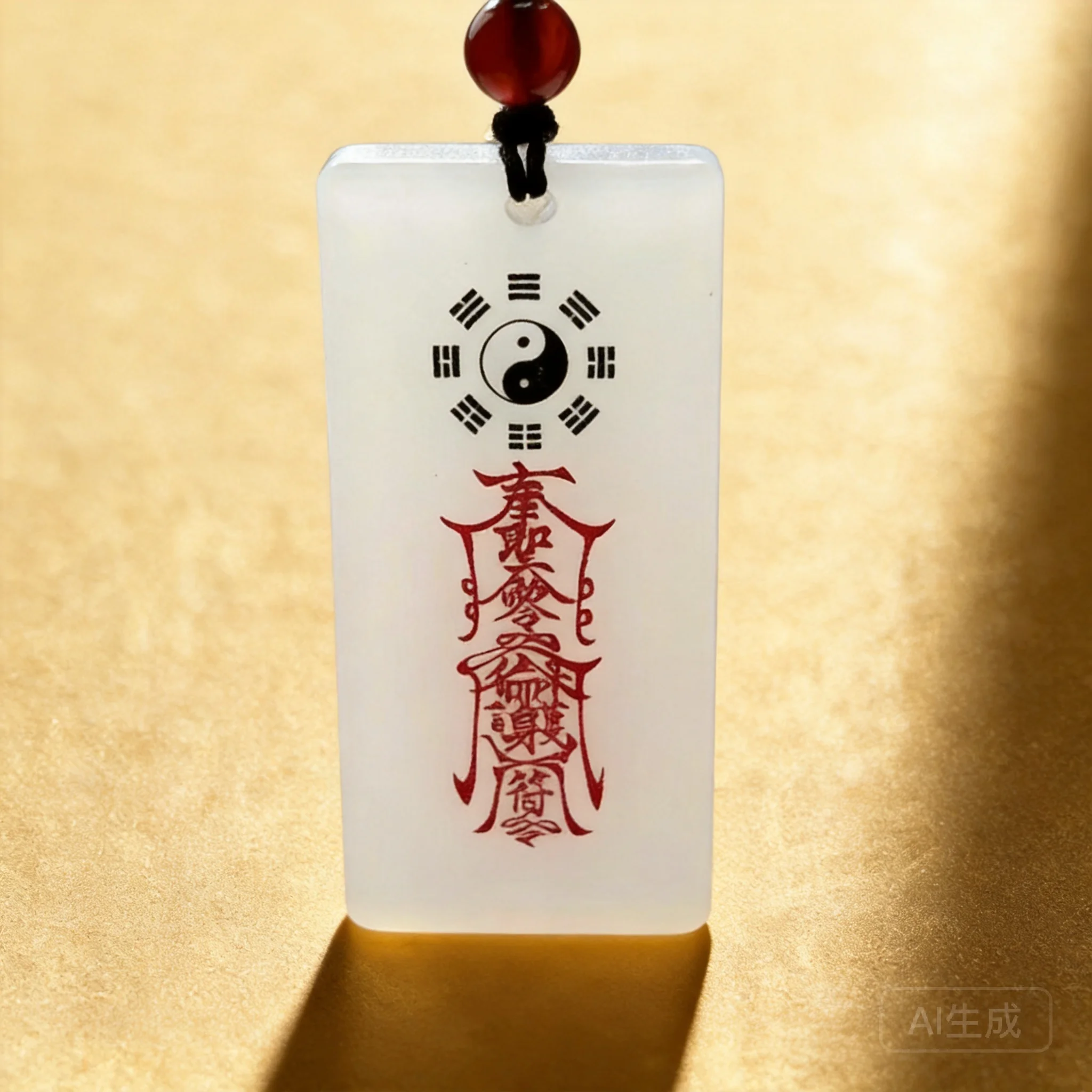 Snqp Chinese Taoist White Jade Pendant Yin Yang Bagua Lucky Amulet Blessing Fortune Good Luck Necklace For Men Women Unisex Gift