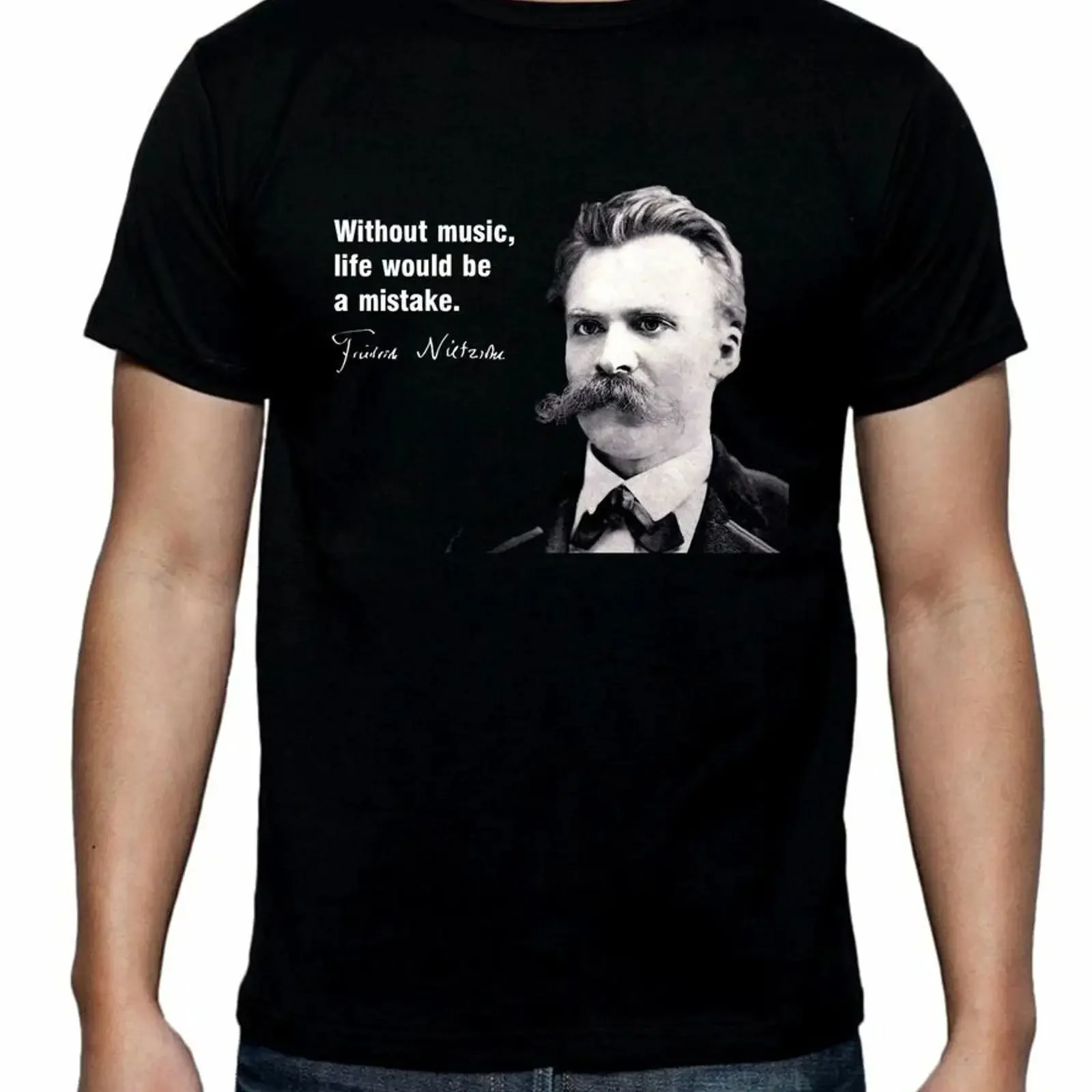 Friedrich Nietzsche Musik Zitat Herren T Shirt Philoskopie vintage Washed homme graphic designer clothes Casual Stylish