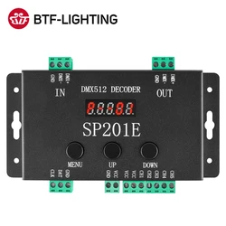 SP201E DMX512 LED Decoder Controller 5CH PWM SPI Pixels LED Light Strip SK9822 WS2812B WS2811 5050 RGB RGBW CCT FCOB DC5V-24V