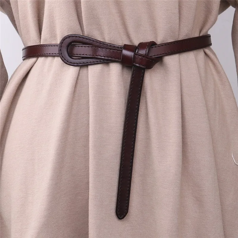 1.4cm Women's Dress Thin Belt Women's Versatile Fashion Sweater With Skirt Shirt Coat Genuine Leather Decorative Narrow Belts