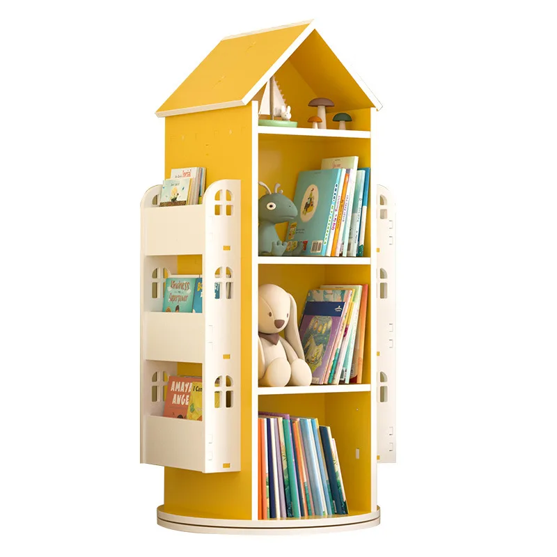 LH rotating bookshelf picture book floor storage rack multi-layer bookcase