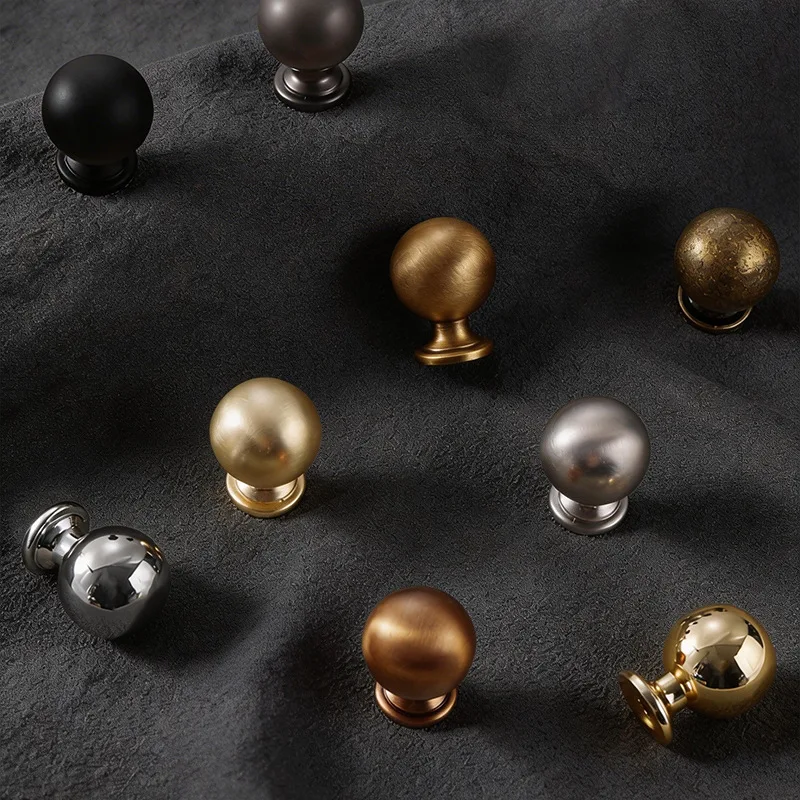 Round Ball Single‑Hole Cabinet Handle, French Light‑Luxury Simple Furniture Pull for Drawer & Cabinet, Hardware Accessories