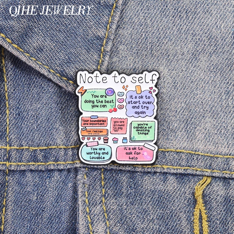 Note To Self Motivational Mental Health Brooch Enamel Pins You Are Doing The Best You Can Brooch Lapel Badge Cute Jewelry Gifts