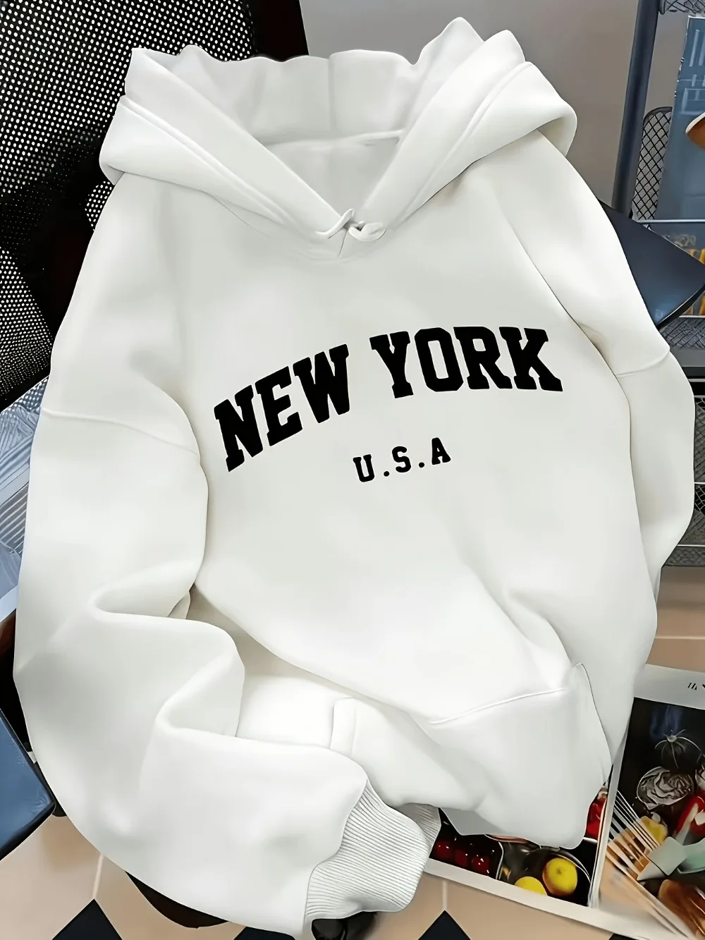 Neue Herbst- und Winterserie: Buchstabenbedruckter, locker geschnittener Hoodie für Abschlussfeier, Schulanfang und Lehrerkleidung – Detail 3