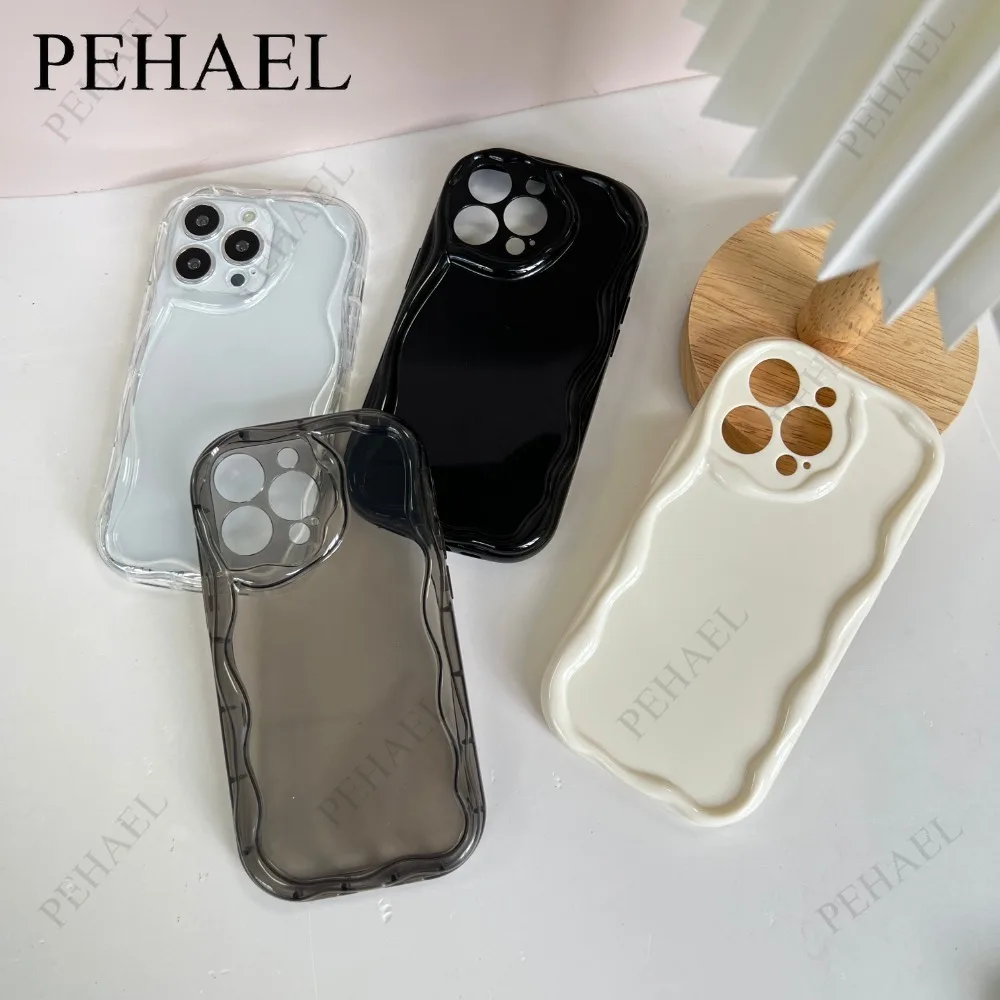 PEHAEL INS Cream Wave Edge  Phone TPU Case for IPhone 15 14 13 12 Pro Max 11pro X XR XS 8 7 6S 6 Soft Shockproof Silicone Cover