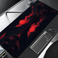 XL Red Moon Anime Desk Pads Large Japanese Gaming Mouse Pad Anti-Slip Rubber Base Office Extended Keyboard Protector Mat Desktop