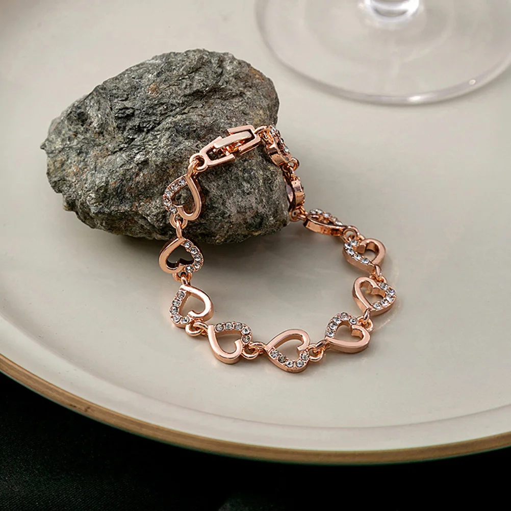 

4 Pcs Heart Bracelet Chain Bracelets Jewelry Cute Love for Women Girls Heart-shape Wrap