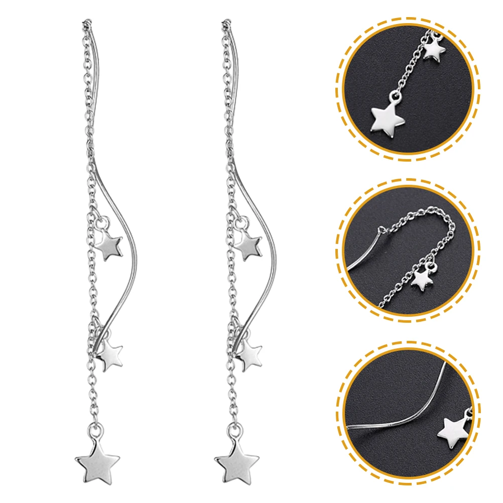 

Star Spiral Drop Earrings Girls Women Trendy Personalized Dangle Threader Star Dangle Earrings Jewelry Ear Drop Ear
