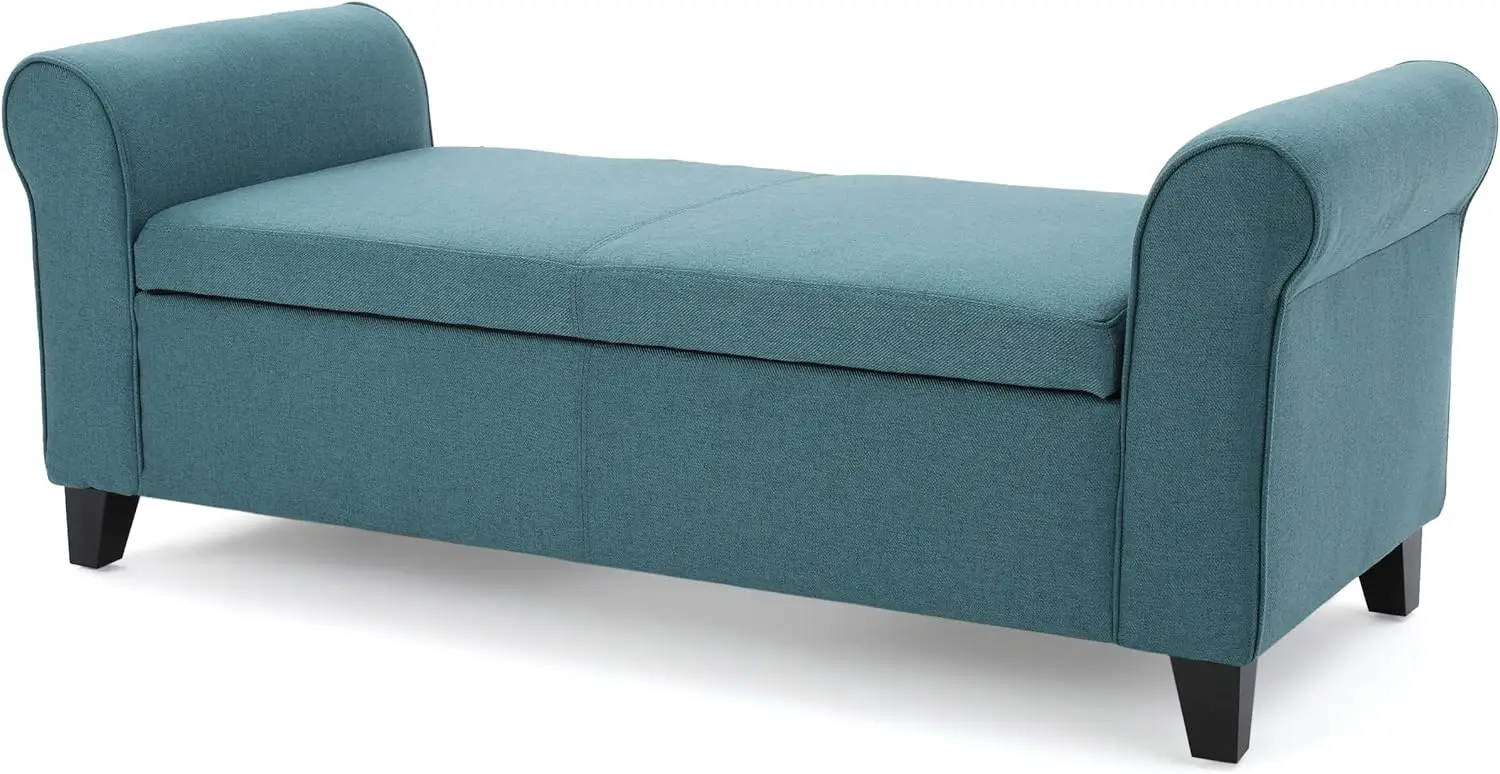 

Home Hayes Armed Fabric Storage Bench, Dark Teal