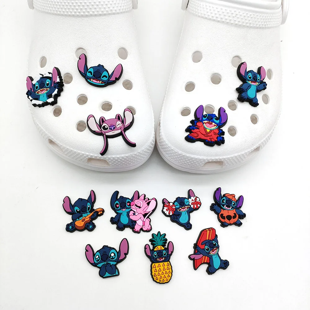 Disney lilo stitch série sapato encantos dos desenhos animados diy sapatos acessórios para tamancos sandálias decorações crianças presentes de natal