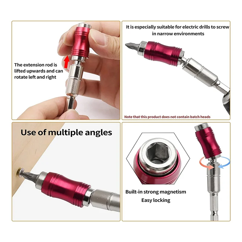 MLGB 3Pcs Magnetic Pivot Drill Bit Holder, Magnetic Swiveling Bit Tip Holder, Quick Release Flexible Screwdriver Bit Holder A