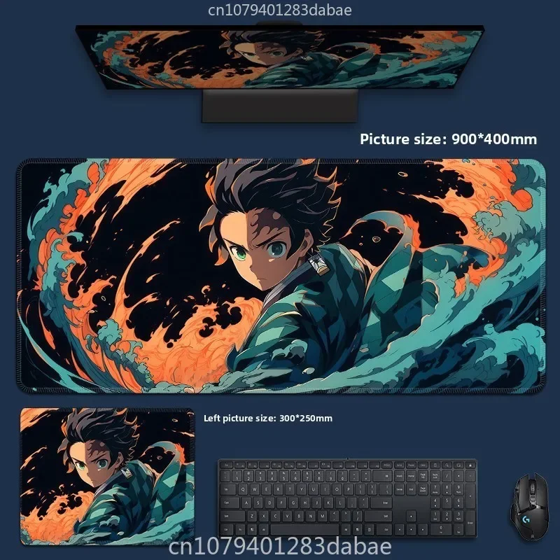 Alfombrilla de ratón de cuero de gran tamaño Demon Slayer, dibujos animados japoneses de Anime para niños y hombres, alfombrilla para teclado de ordenador, mantel individual para jugador de juegos y PC