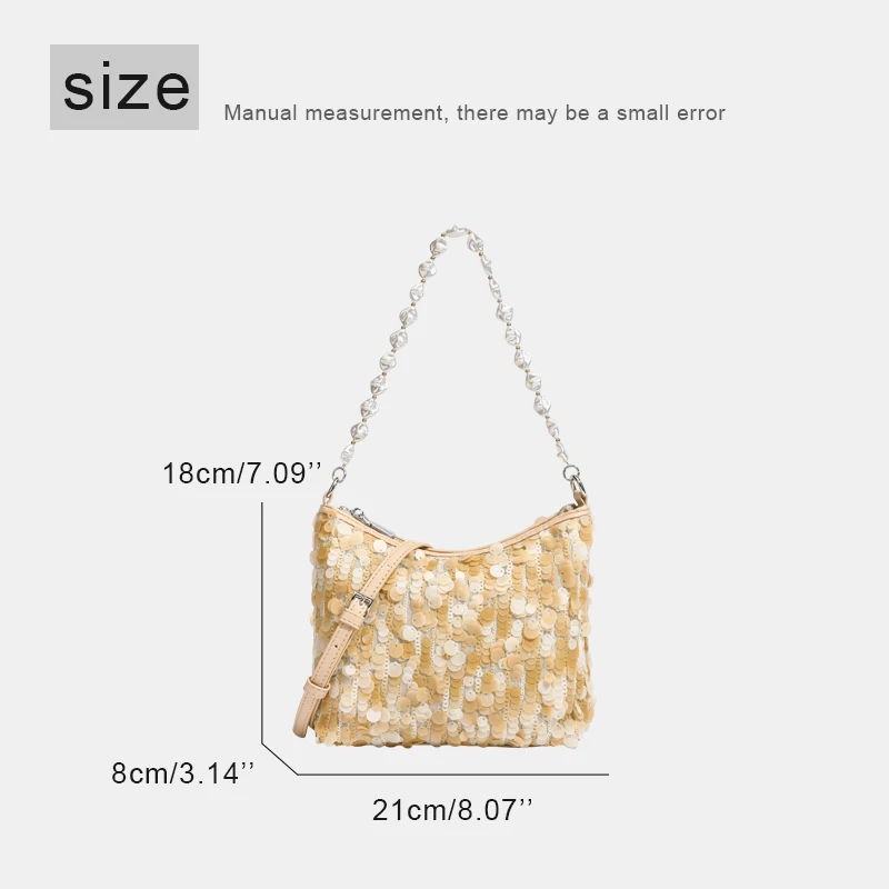 Fashion Small Bags For Women Luxury Designer Handbag Purse 2025 New In Mesh Inlaid Shiny PVC Disc Beaded Strap Underarm Shoulder