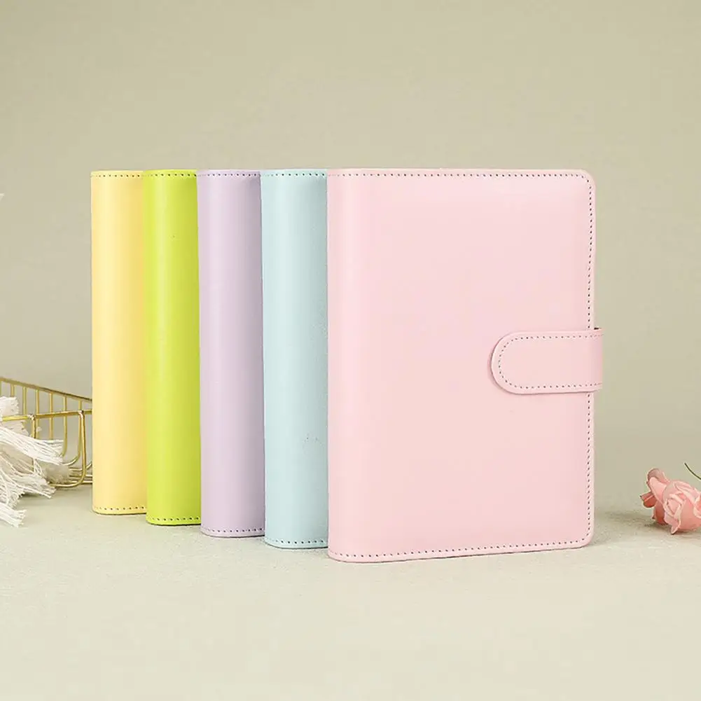Loose-leaf Notebook Refillable Binder Notebook Macaron Color Imitation Leather Student Loose-leaf Book Small Size Monthly Weekly