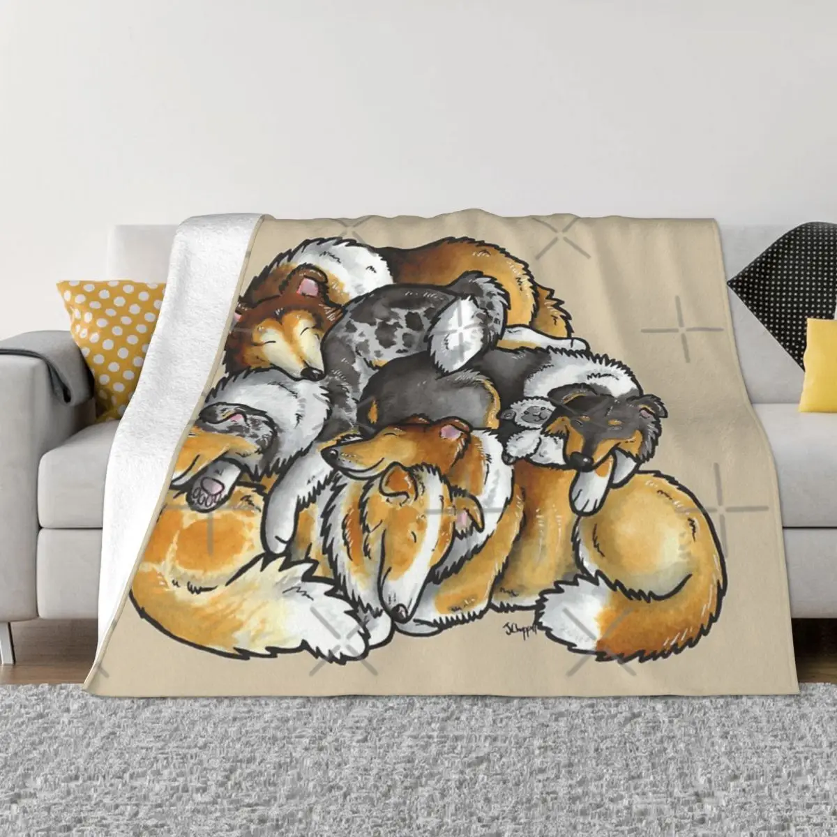 Rough Collie - Sleeping Pile Cartoon Blanket Bedspread On The Bed Quilt Fluffy Soft Blankets King Size Decorative Sofa Blankets