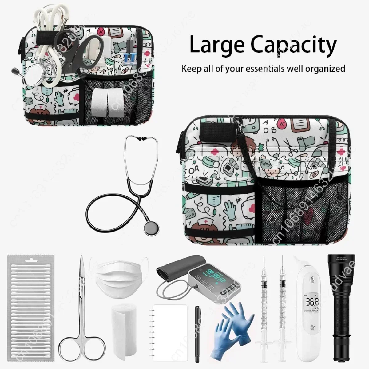 Nursing Multi Compartment Utility Hip Bag Case Medical Doctor Healthcare Print Fashion Fanny Pack Organizer Pouch Waist Pouch