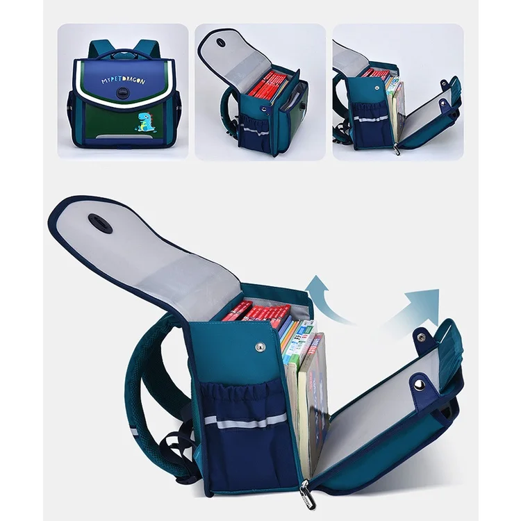 New Primary Kids Cartoon Dinosaur Unicorn Horizontal Backpacks Children Primary British Style Fashion Schoolbags for Girl Boy