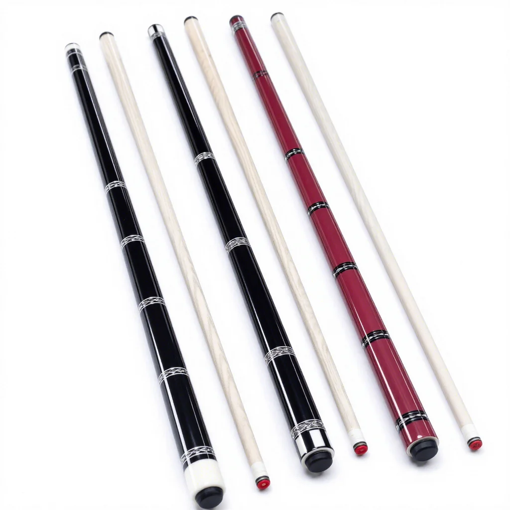 American Nine-ball 1/2 Pool Cue Stick Rainbow Skinned Tip Maple Wood Pool Cue 2 Piece Stainless Steel Professional Pool Cues