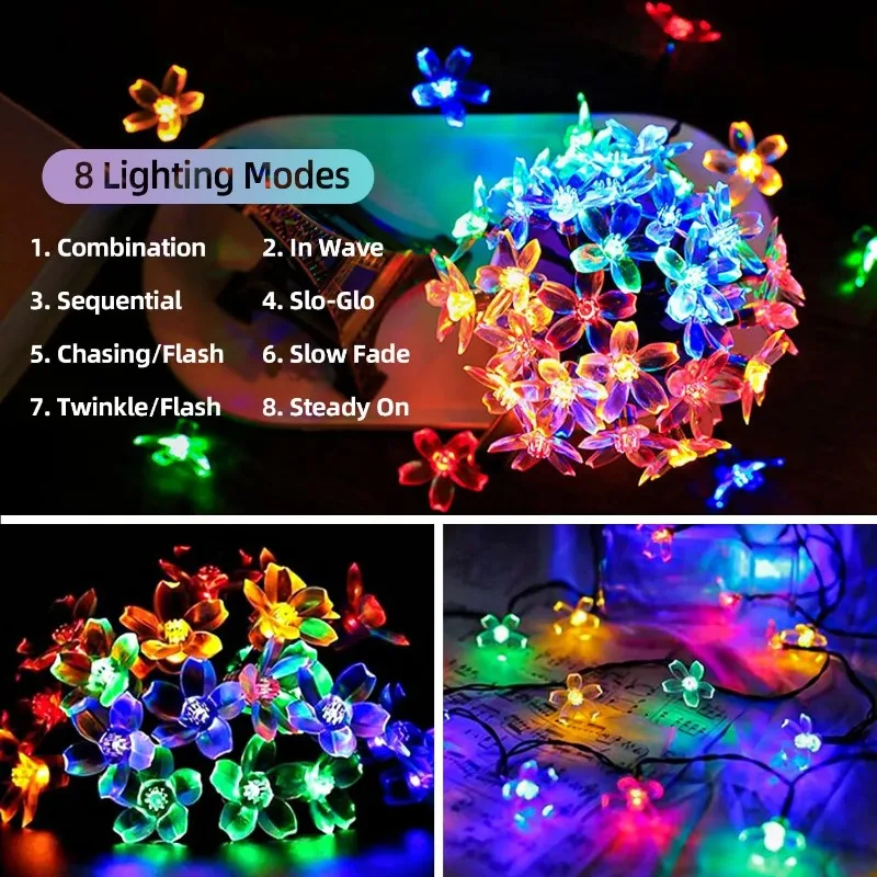 LED Solar Lichter String Garten Landschaft Kirschblüte Lichter im Freien Camping Rasen Lichter Hochzeit Geburtstag dekorative li