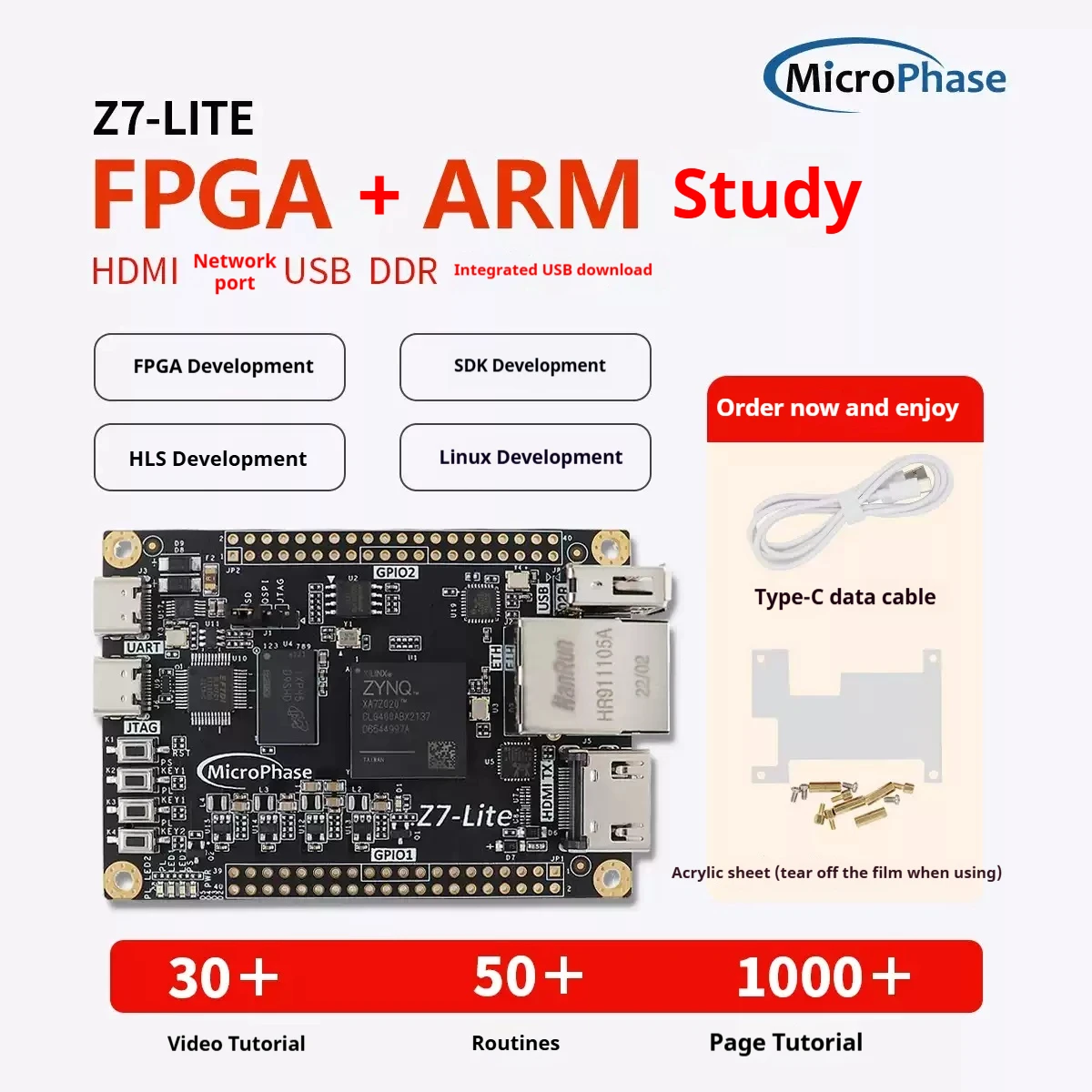 

MicroPhase Z7-Lite ZYNQ Xilinx Zynq-7000 FPGA XC7Z010 XC7Z020 FPGA Development Board Kit Core Borad