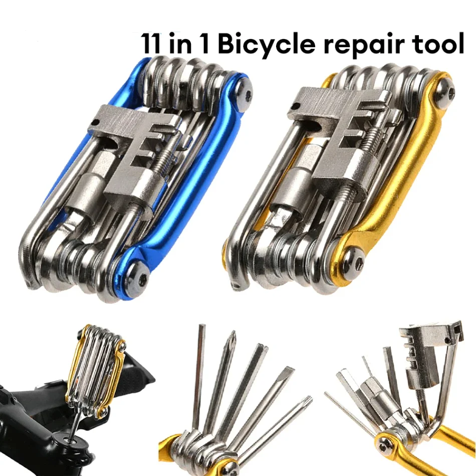 

11 in 1 Bicycle Repair Tool Kit MTB Road Bike Wrench Screwdriver Chain Hex Spoke Multifunction Bicycle Repair Set Cycling Tool