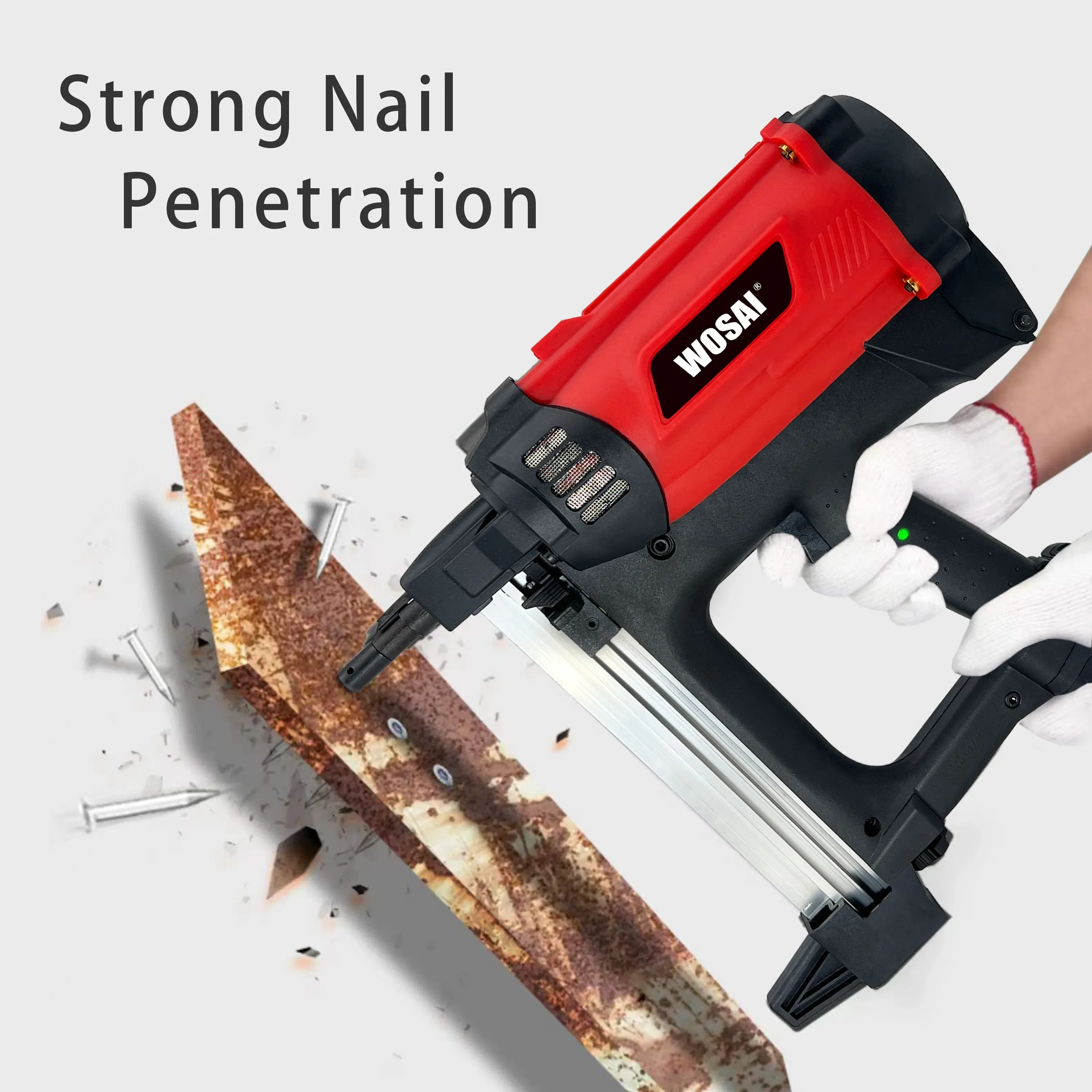 7.4V Cordless WOSAI gas nail Plumber's special gun Concrete Electric Nailer Cement wall steel nail gun