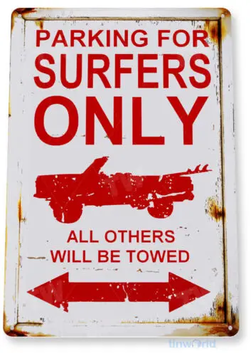 1p,TIN SIGN Surfer Parking Warning Metal Décor Wall Art Beach Store Bar A637