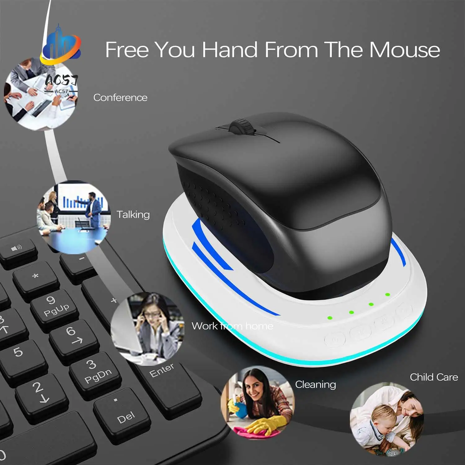 

AC57-2PCS Mouse Mover Jiggler RGB Undetectable Mouse Mechanical Movement Pad With Timer Lock Screen Prevention Friendship Kit