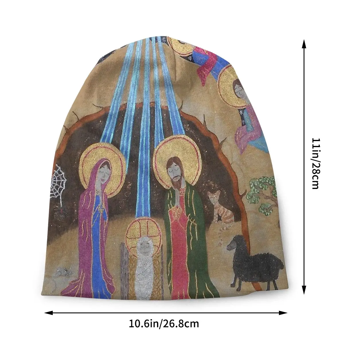 Silent Night Nativity Jesus Christ Nativity Autumn Female Thin Beanies Double Used Cycling Bonnet Hats