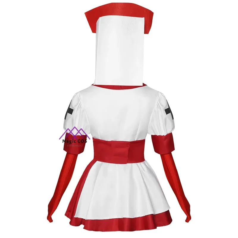 Reaper Nurse 코스프레 의상 Darrk Deceptiionn 섹시한 드레스 마스크 장갑 벨트 여성용 헤드 기어 할로윈 롤 플레잉 슈트