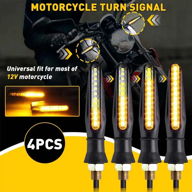 4× Universal 12LED Motorcycle Motorbike Turn Signal Indicators Light Lamp Amber