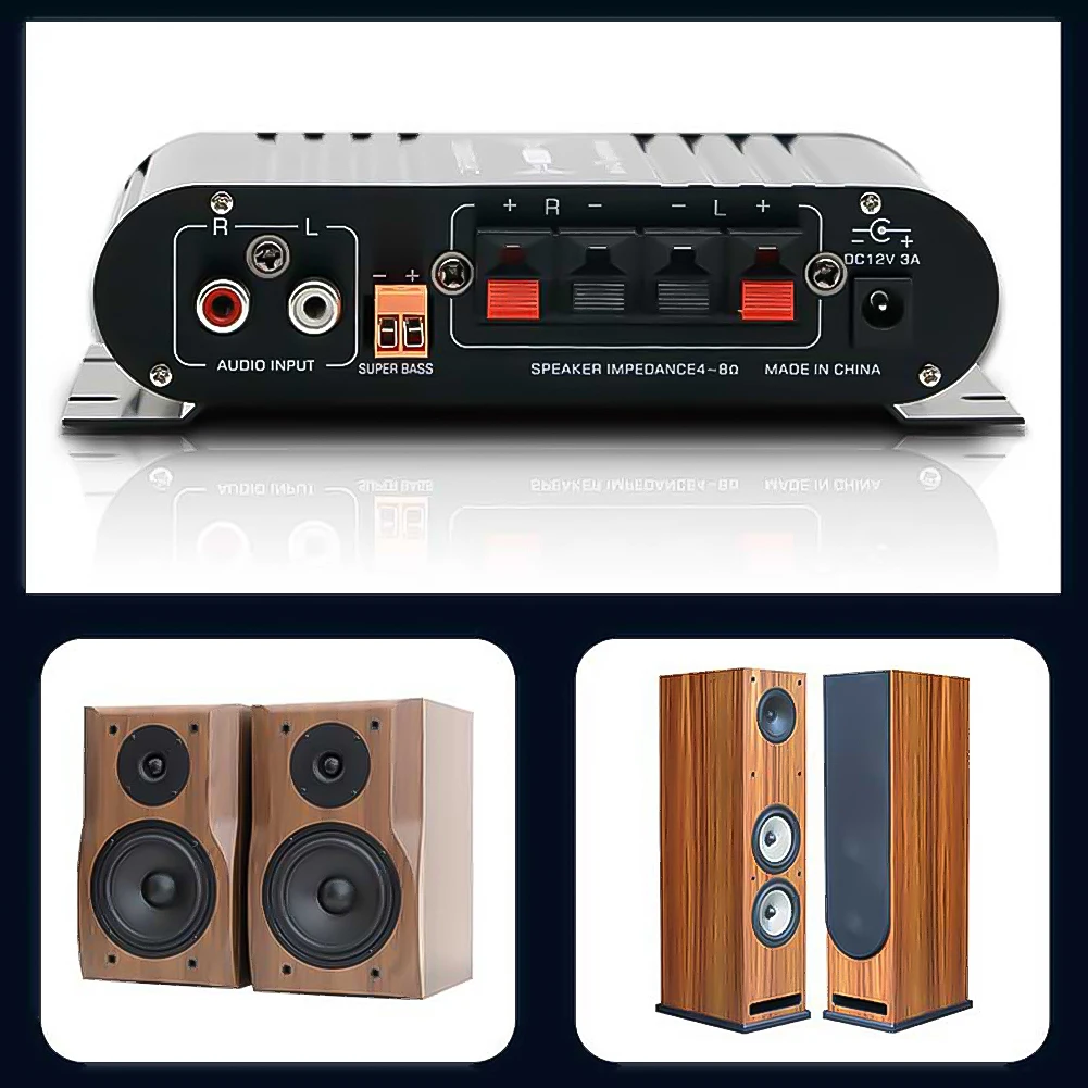 ST-838 HiFi 2.1 Channel Power Amplifier Stereo Bass Sound Amp RMS 80W*2 Class D Mini Media Player MP3 Car Black Home Amplify