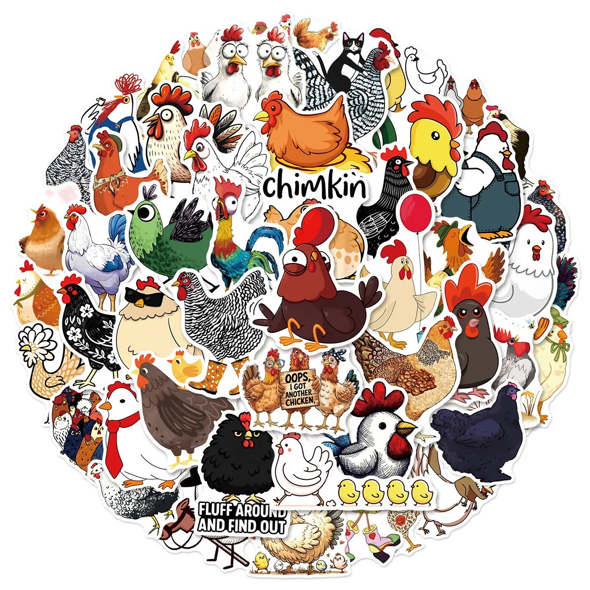 50/100PCS Cartoon Chicken & Hen Stickers Creative Waterproof Stickers Decorative Travel Boxes Stationery Reward Stickers