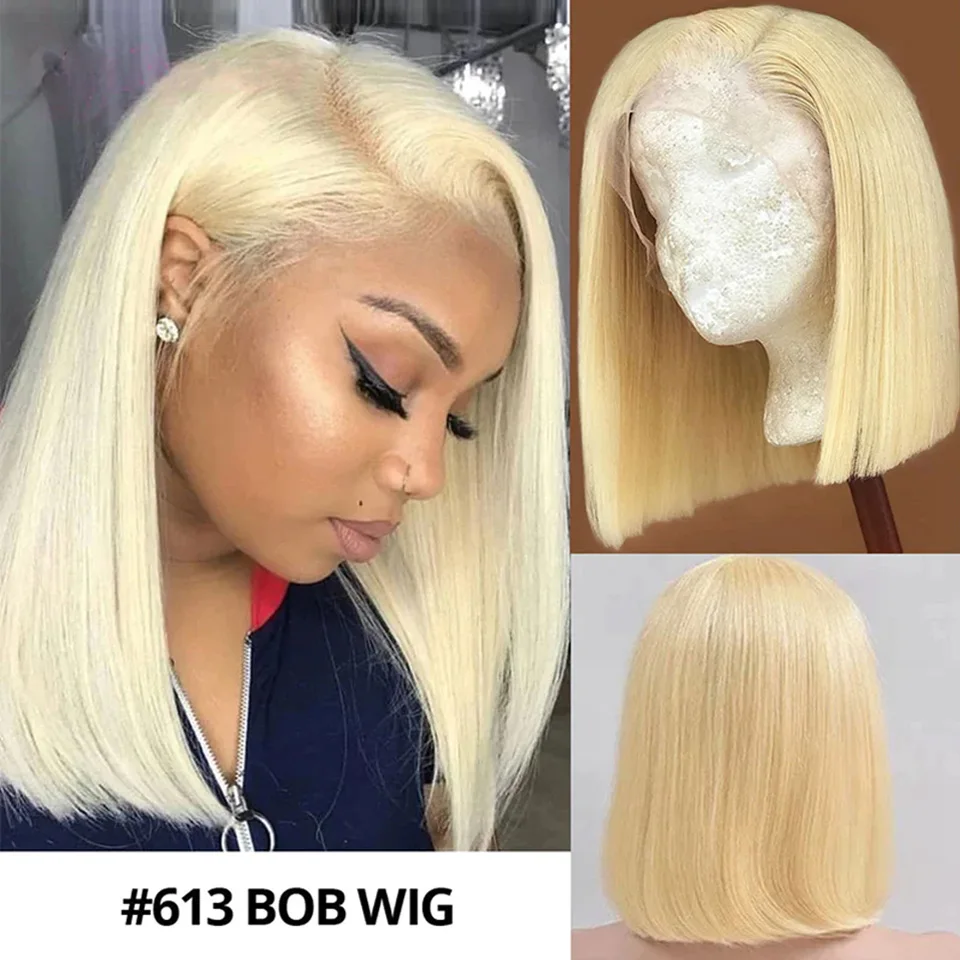 

Transparent 613 Lace Front Wig Honey Blonde 613 Short Bob Wigs 13x4 HD Lace Front Human Hair Wigs Straight Human Hair Bob Wig