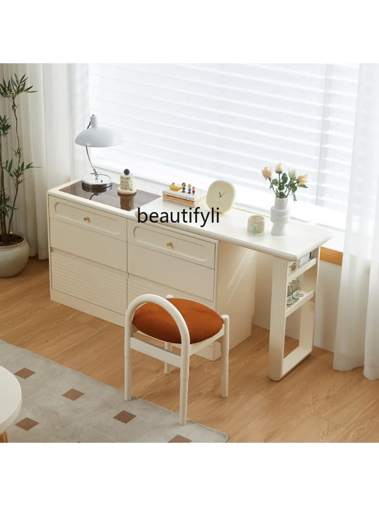 Nordic Dressing Table Modern Minimalist Cream Style Bedroom Makeup Table Cosmetic Cabinet Small Apartment furniture