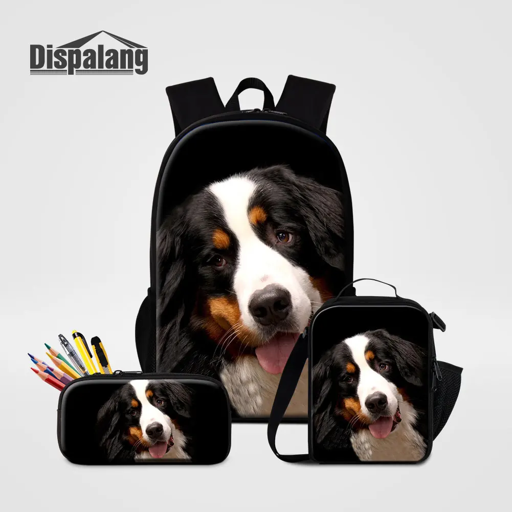 3PCS/Set Jack Russel Dog Print School Backpack With Pencil Case Lunch Bag 16 Inch Polyester Sublimation Bookbag Custom Schoolbag