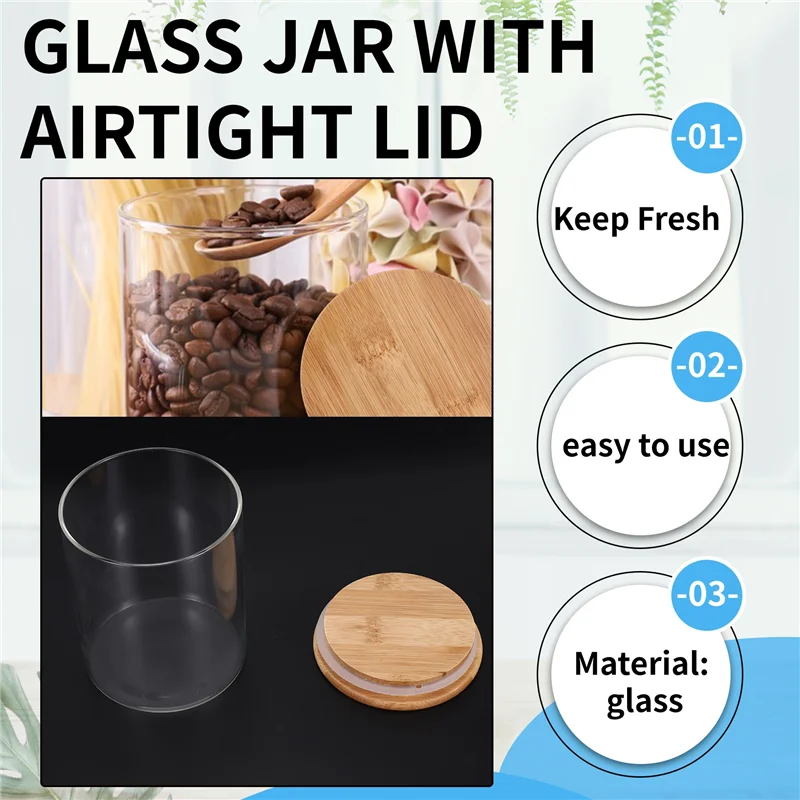 Y51A-حاويات تخزين المواد الغذائية الزجاجية مع أغطية برطمانات تخزين المواد الغذائية الزجاجية الكبيرة لبار القهوة والشاي والسكر (27 أونصة سائلة)